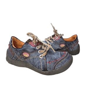 TMA Eyes Shoes Women 7.5 Blue Lace Up Comfort Walking Sneakers Franken shoe Boho